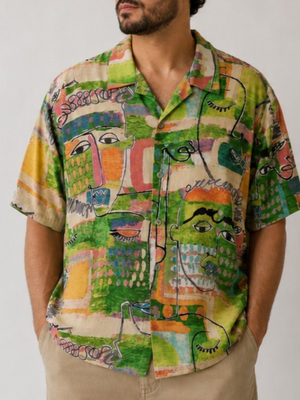 Jams World Multicolor Abstract Face-Print Short-Sleeve Shirt